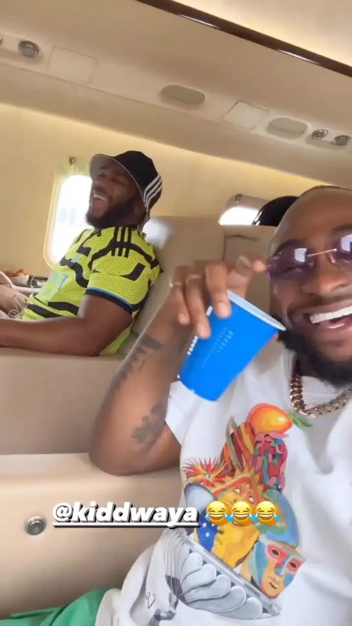Kiddwaya dragged as he flies on private jet with Davido (Video)