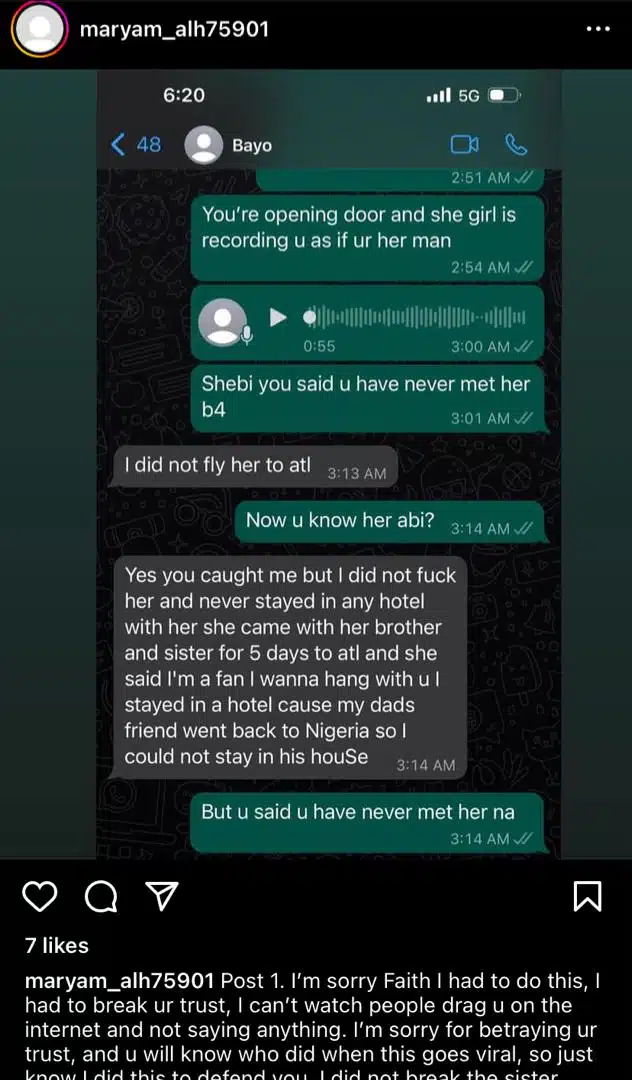“I get pikin for outside?” – Davido’s cousin, B-Red shades him in alleged leaked chat with wife, Faith