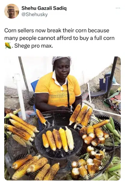 Corn Seller causes a stir by dividing and selling roasted corn in bits to accommodate all budgets
