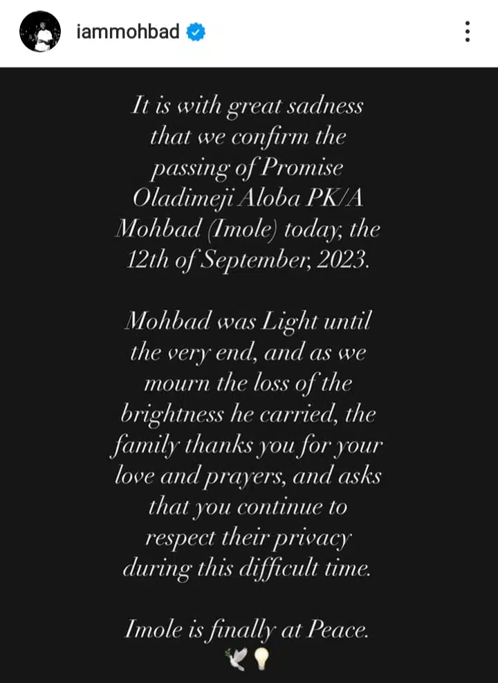 Mohbad’s family breaks silence, makes touching request from Nigerians following singer’s demise