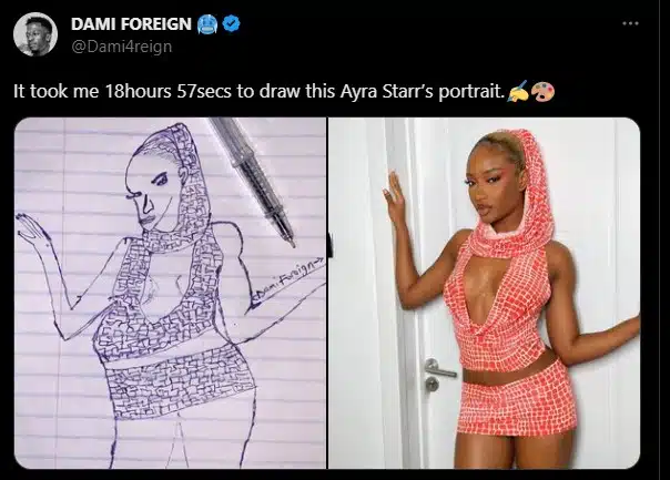 Ayra Starr reportedly blocks sketch artist over a portrait made for her