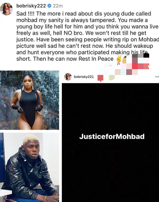 Bobrisky commands Mohbad’s spirit to haunt everyone who had a hand in his death