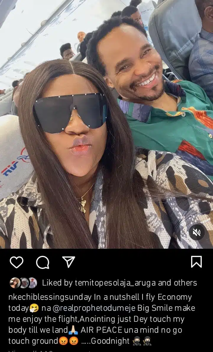 Nkechi Blessing calls out Air Peace for downgrading her ticket, recounts flight experience with Prophet Odumeje