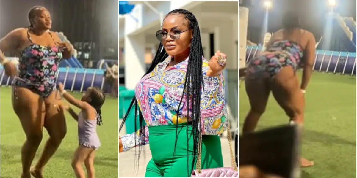 “No body shaming but try the shame small” – Netizens drag Uche Ogbodo over bikini outfit
