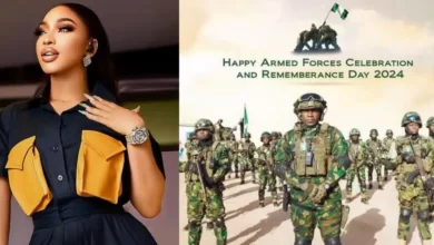 “Eye Service” – Reactions as Tonto Dikeh celebrates Nigerian Armed Forces
