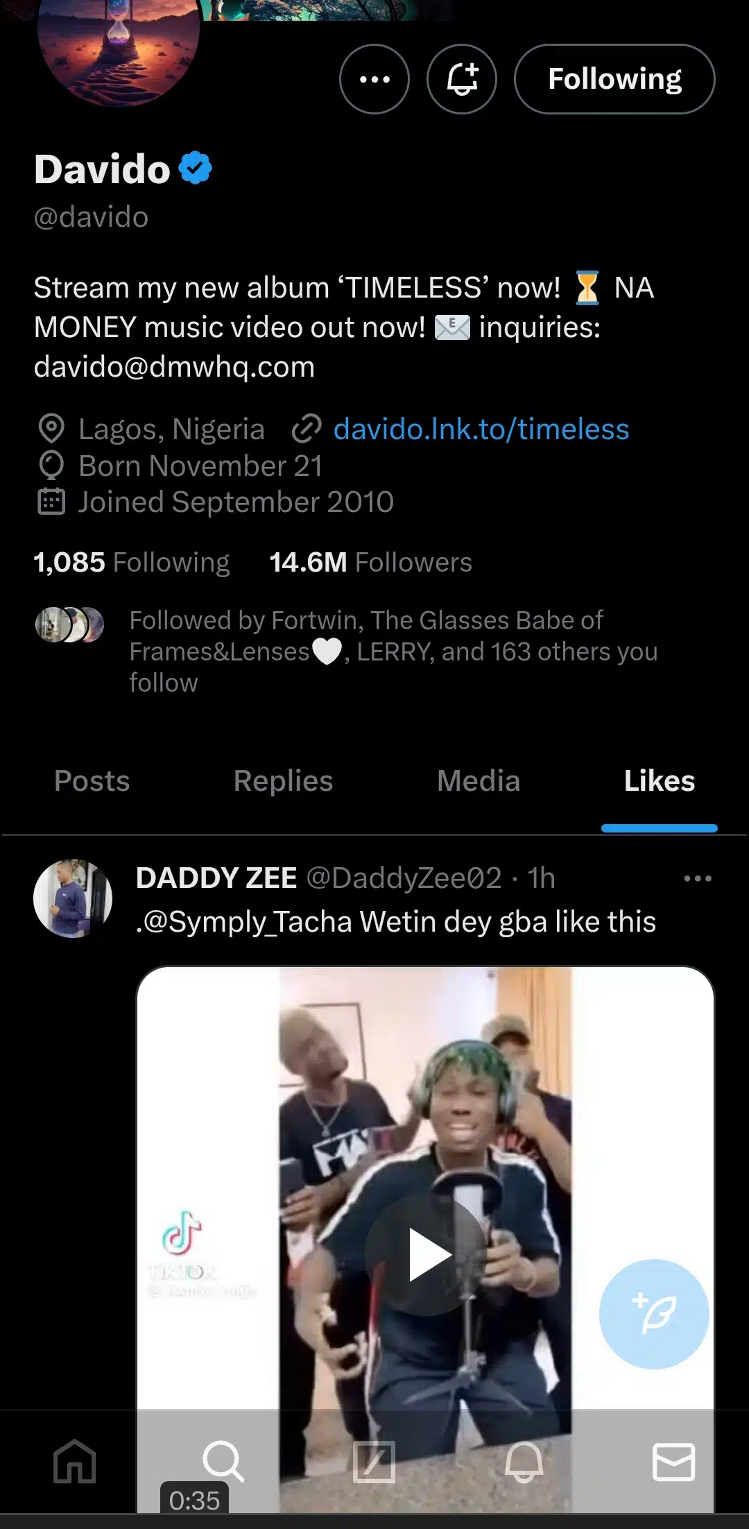 “She never baff for 40 days?” – Davido breaks internet as he likes tweet mocking Tacha over alleged body odour
