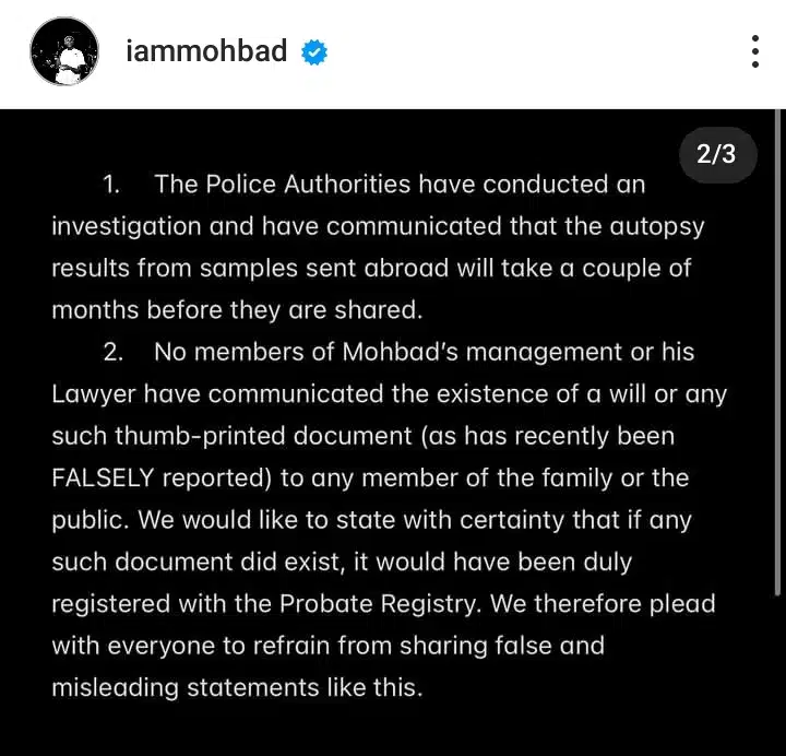 Mohbad’s management reacts to father’s report about alleged thumbprinted will