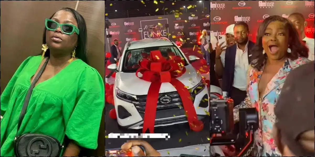 “Rich getting richer” – Outrage as Funke Akindele receives brand new car gift
